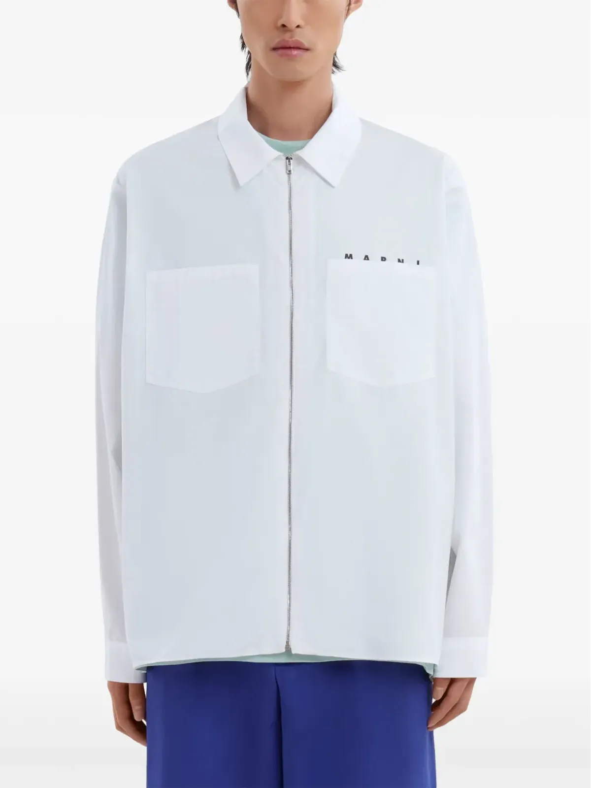 Marni ロゴプリントジップアップコットンシャツ - 画像2