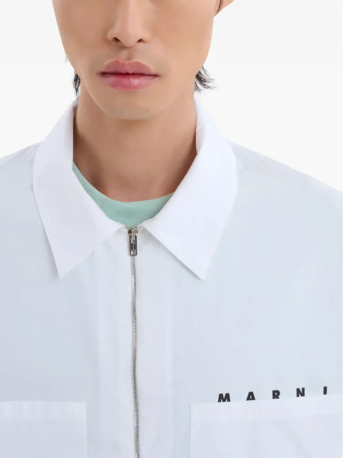 Marni ロゴプリントジップアップコットンシャツ - 画像4