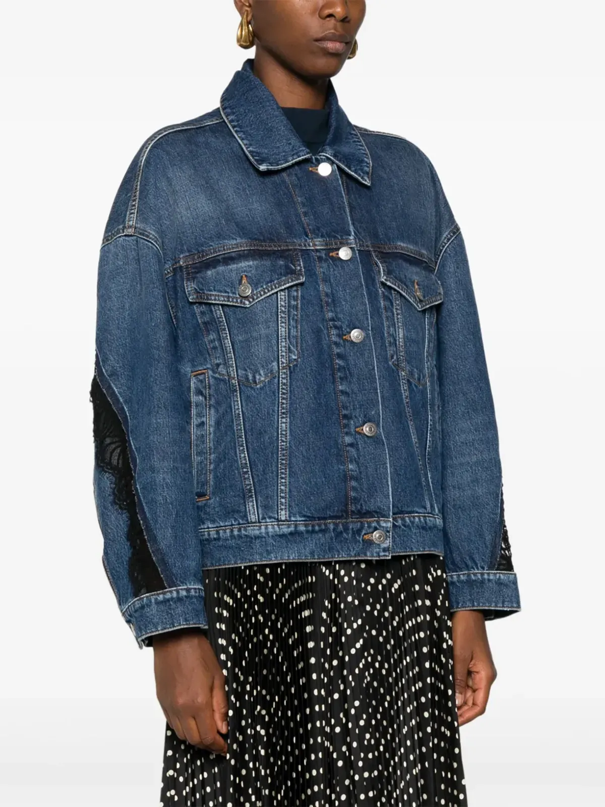 Stella McCartney レースディテールのデニムジャケット - ブルー - 画像3