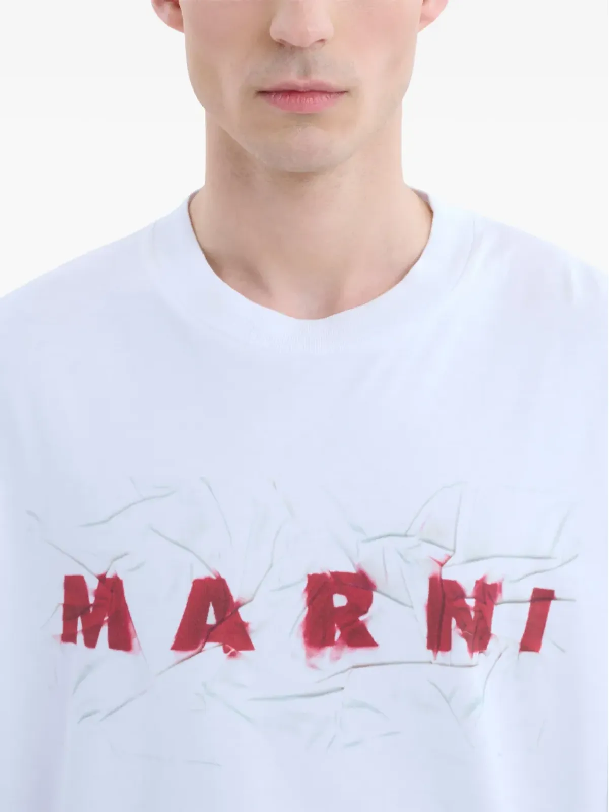 Marni シワ加工ロゴ入り半袖Tシャツ - ホワイト - 画像5