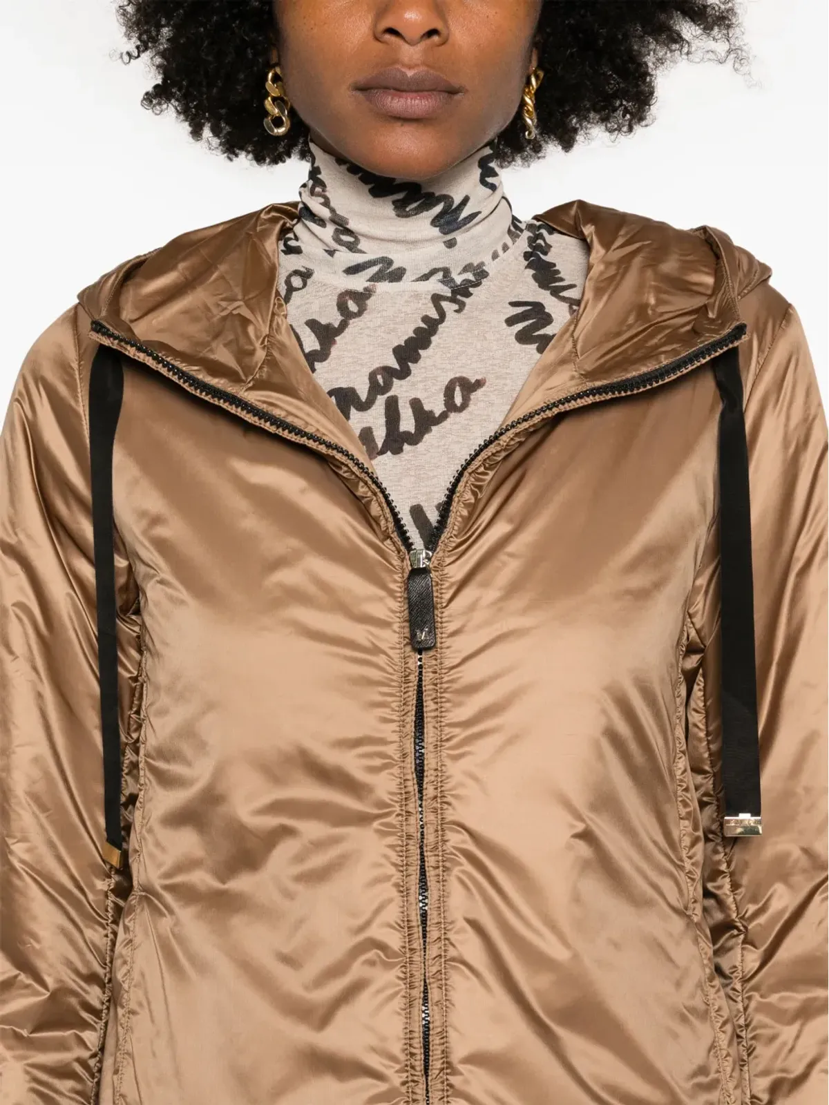 Max Mara サテン フード付きジャケット - ブラウン - 画像5