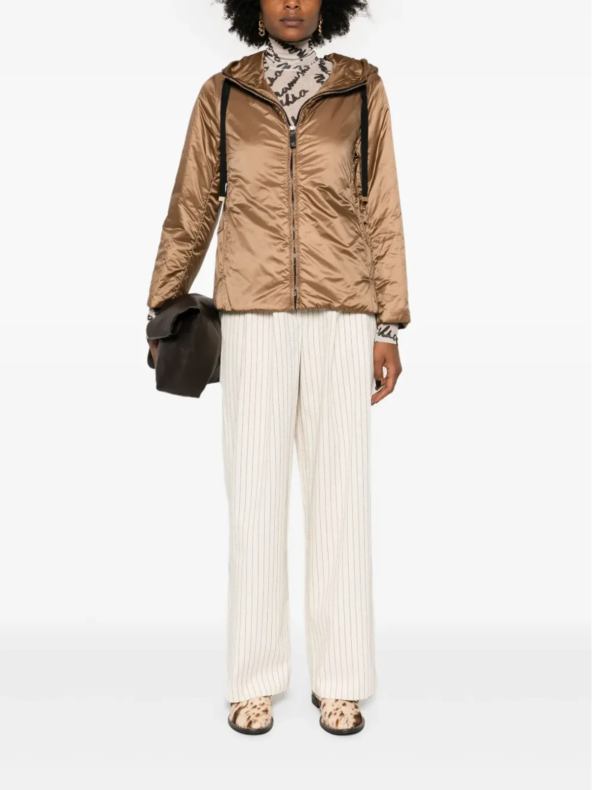 Max Mara サテン フード付きジャケット - ブラウン - 画像2