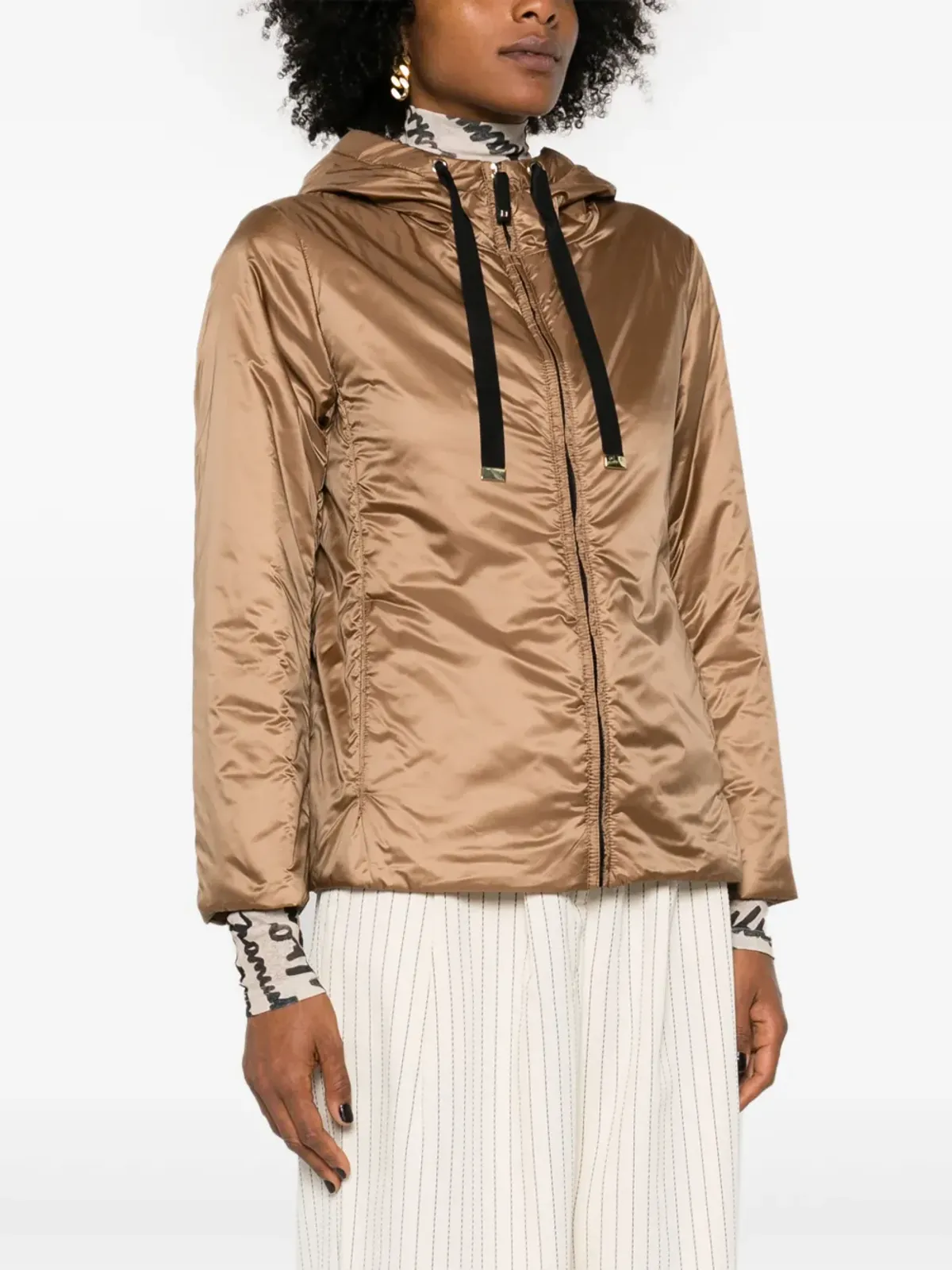Max Mara サテン フード付きジャケット - ブラウン - 画像3