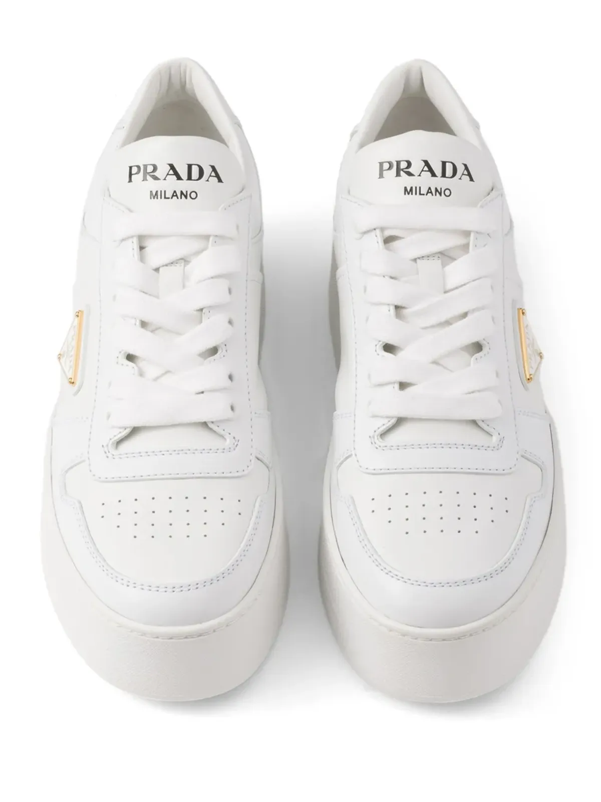 Prada ダウンタウン ボールド レザー スニーカー - ホワイト - 画像4