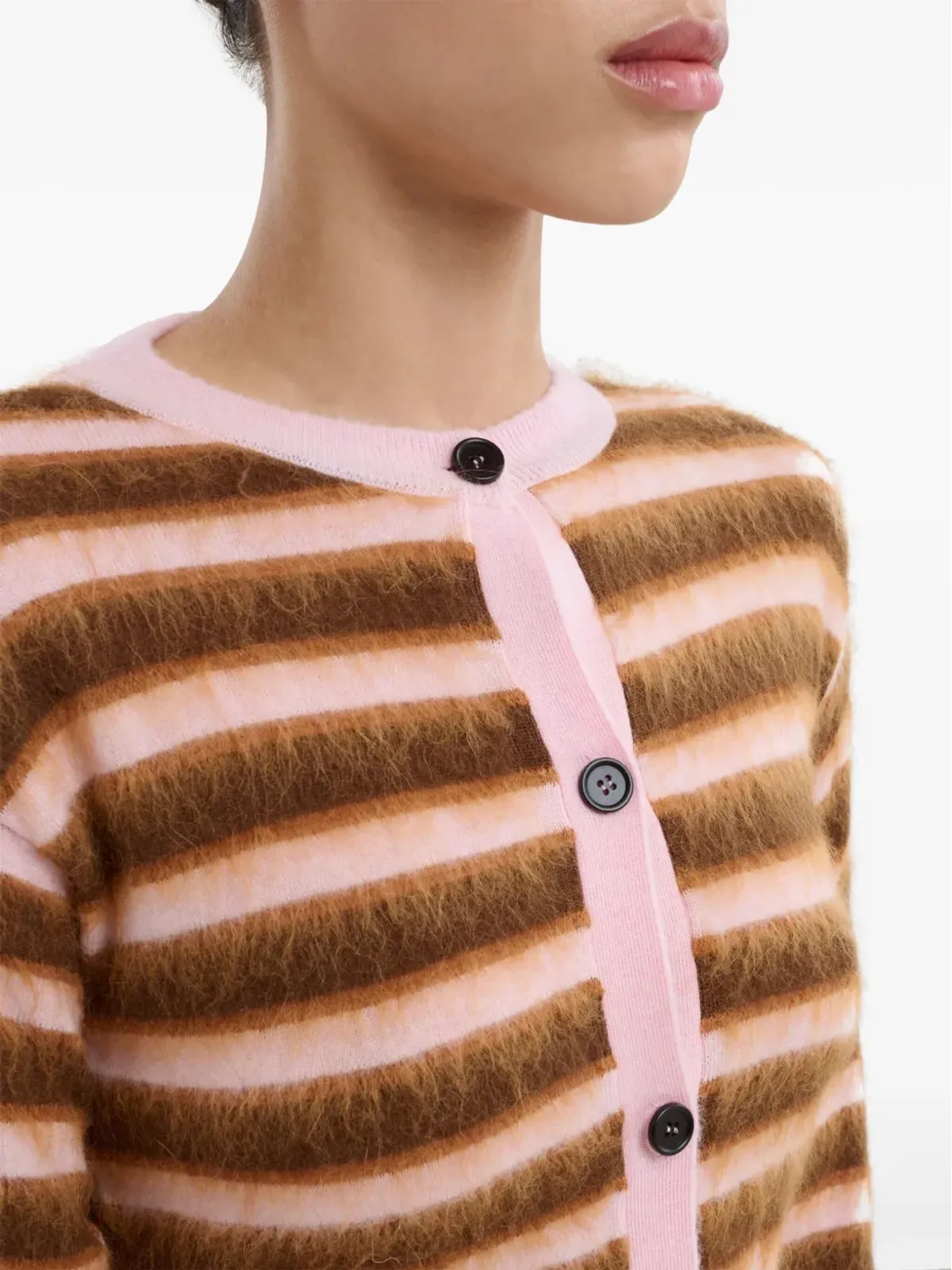 Marni ストライプ ブラッシュドウール カーディガン - ピンク - 画像5