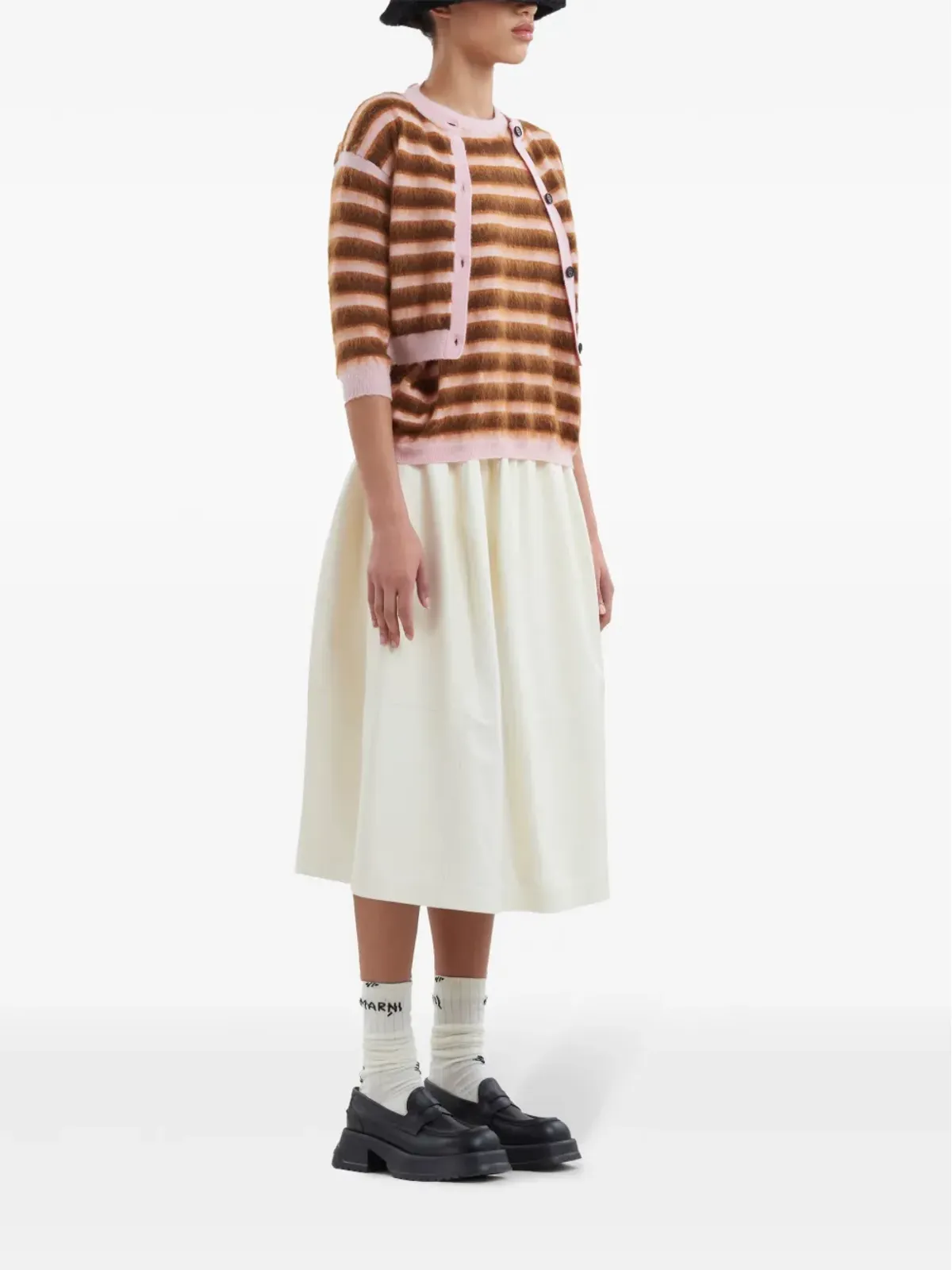 Marni ストライプ ブラッシュドウール カーディガン - ピンク - 画像2