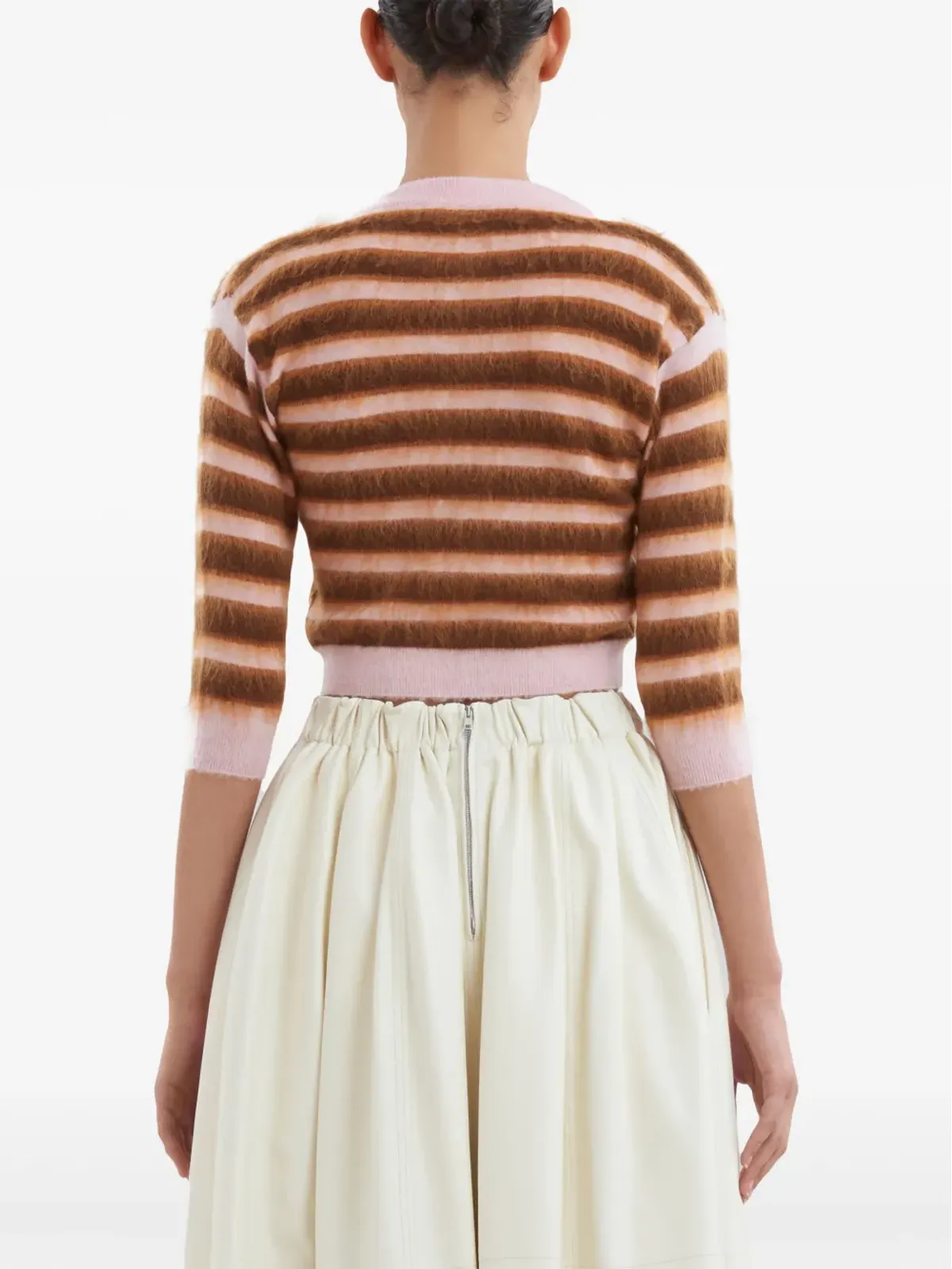 Marni ストライプ ブラッシュドウール カーディガン - ピンク - 画像4