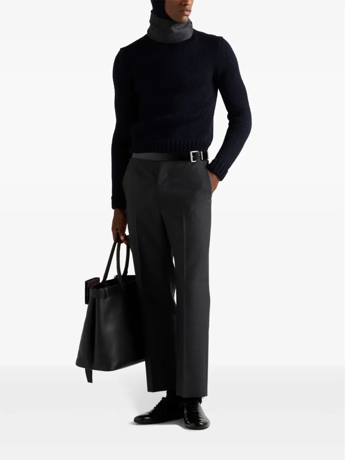 Prada フード付きウールセーター ブルー - 画像2