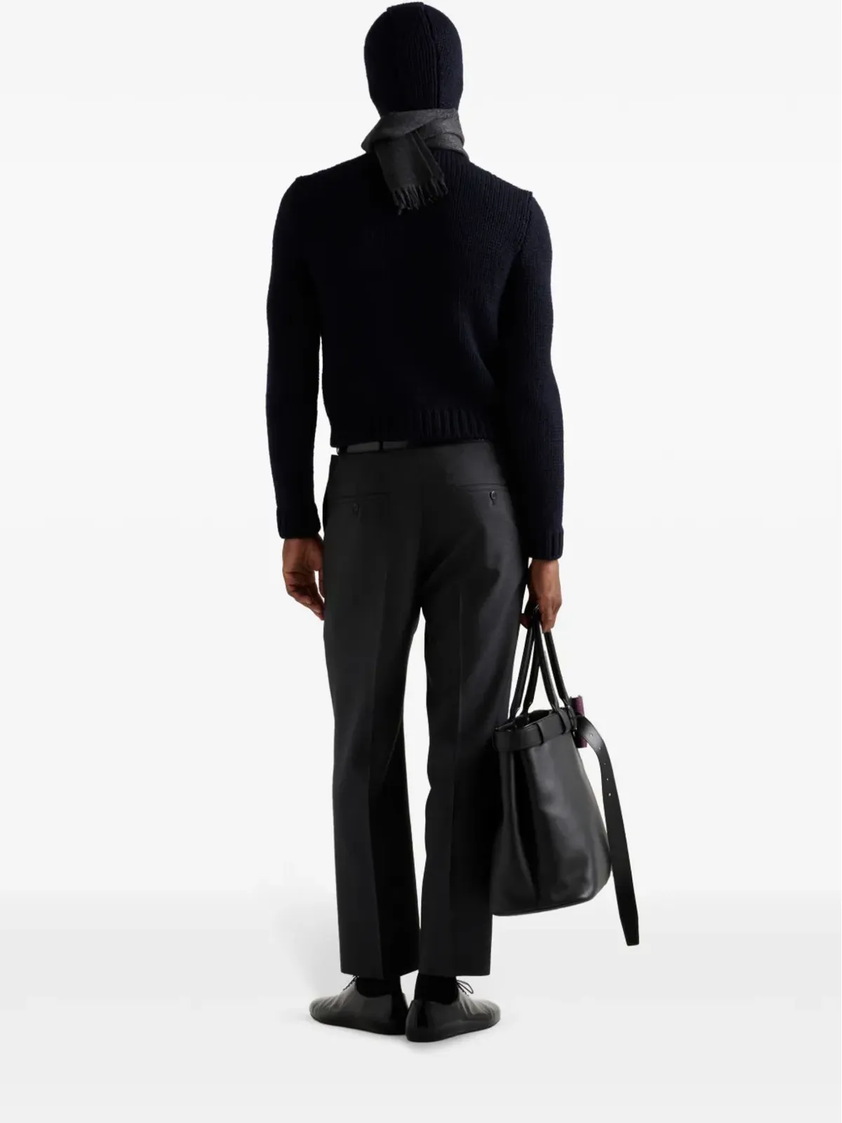 Prada フード付きウールセーター ブルー - 画像3