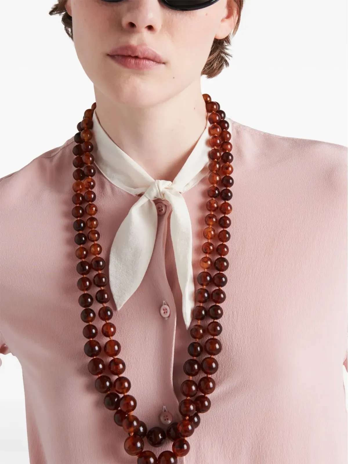 Prada ボタンダウン・シルクシャツ ピンク - 画像3