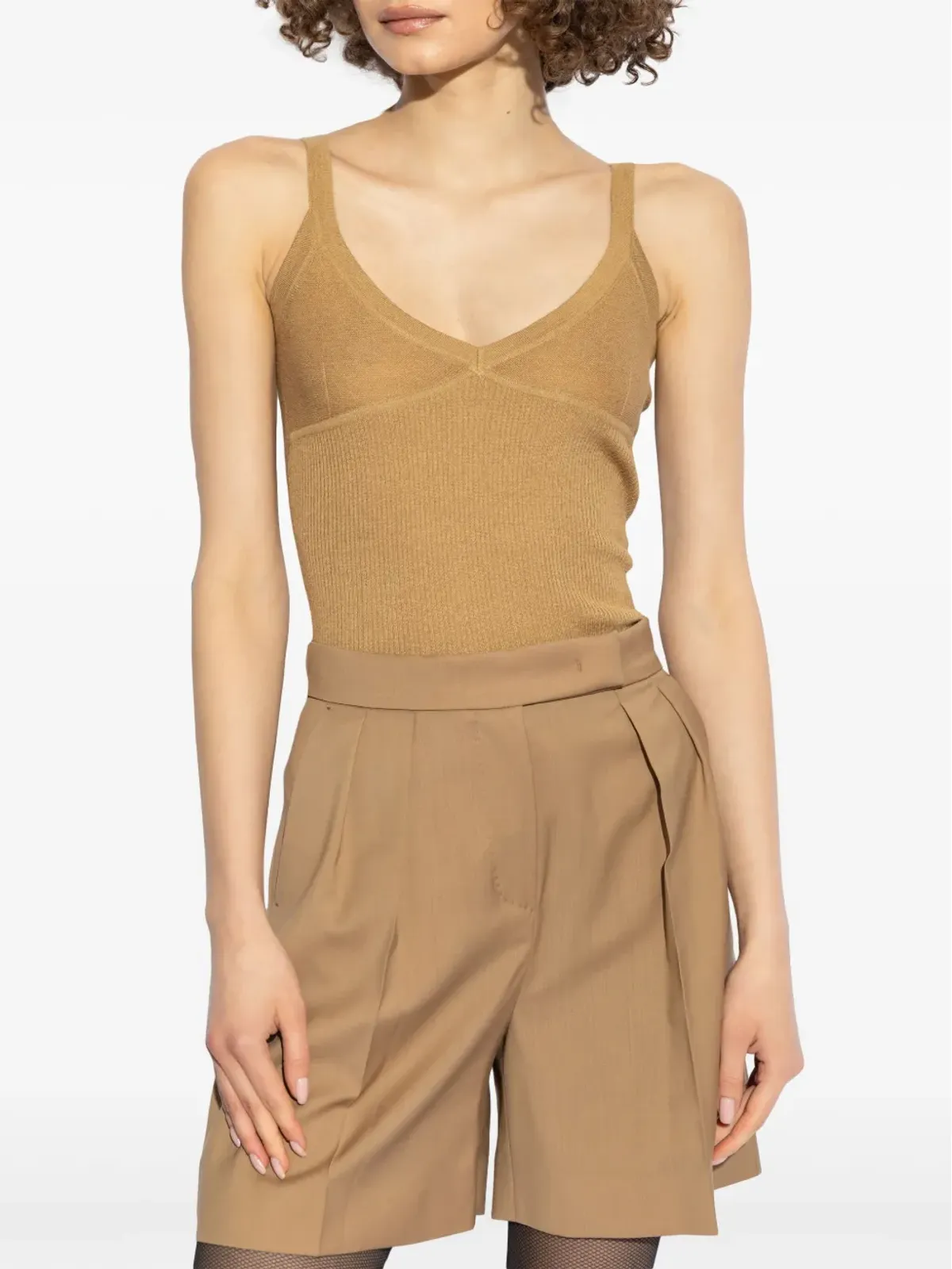 Max Mara ノースリーブ ニットトップ ブラウン - 画像3