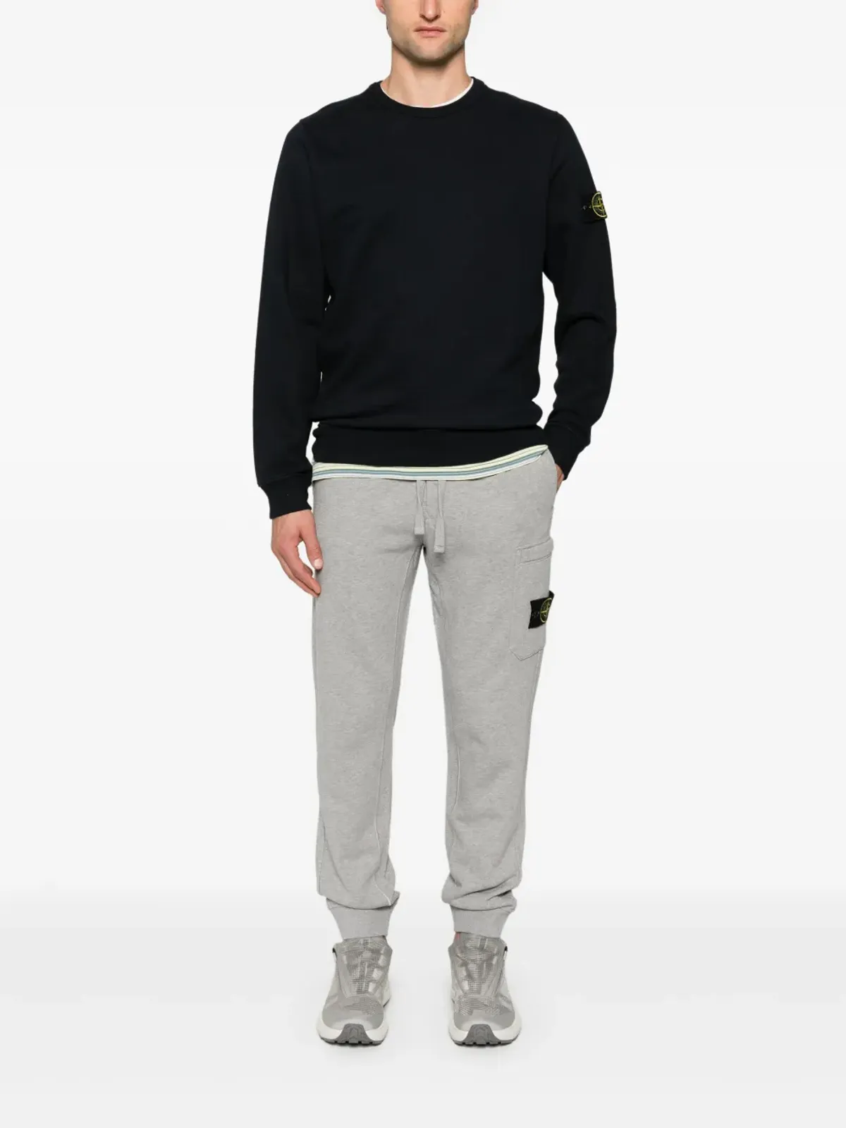 Stone Island コンパスバッジ メランジ テーパードパンツ - グレー - 画像2