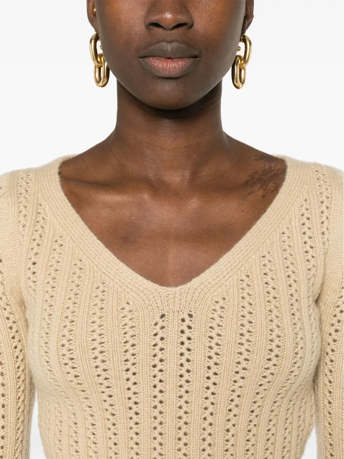 Max Mara クロップドオープンニットジャンパー ブラウン - 画像5