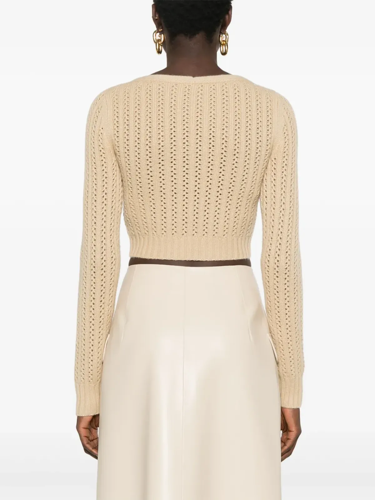 Max Mara クロップドオープンニットジャンパー ブラウン - 画像4