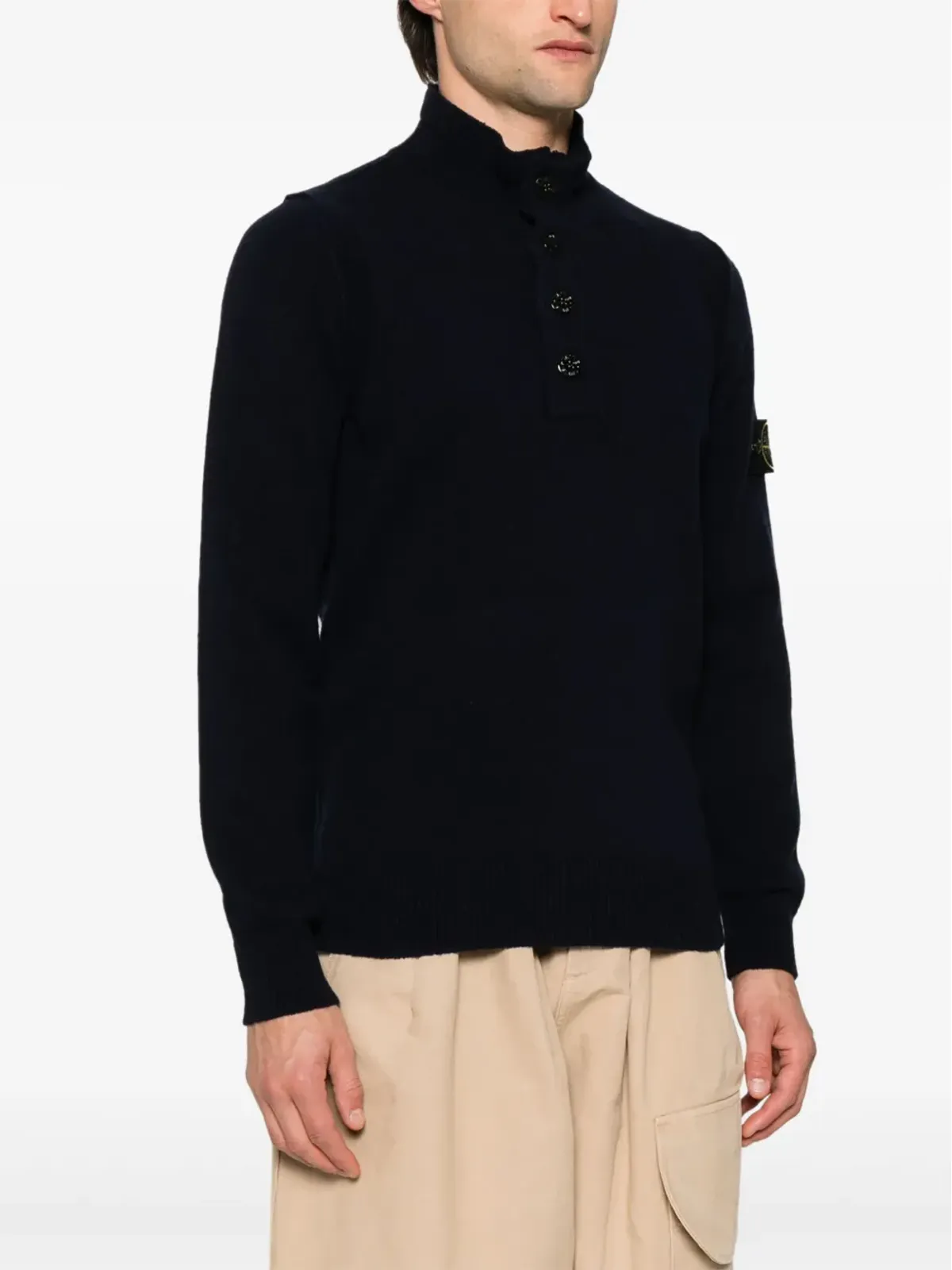 Stone Island コンパスバッジ ウール混紡ニット - ブルー - 画像3