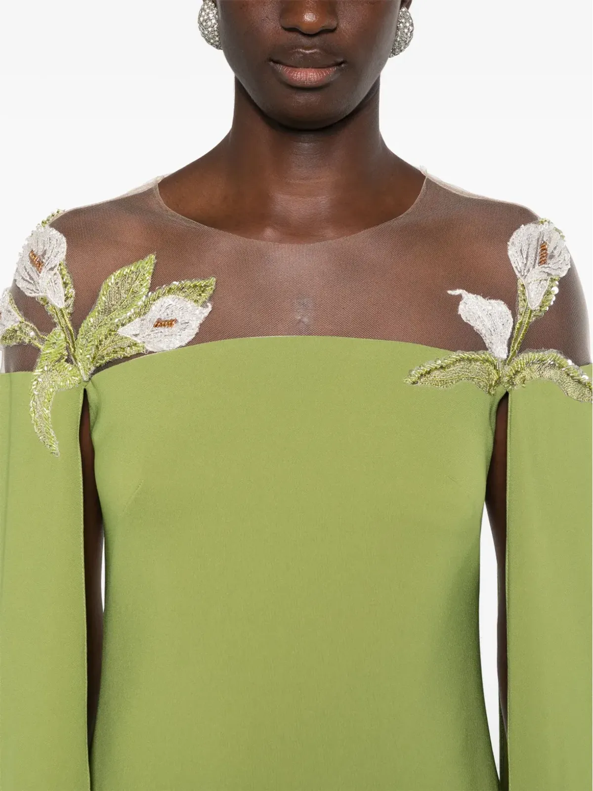 CRISTALLINI Daphne bead-embellished crepe dress - Green - 画像5