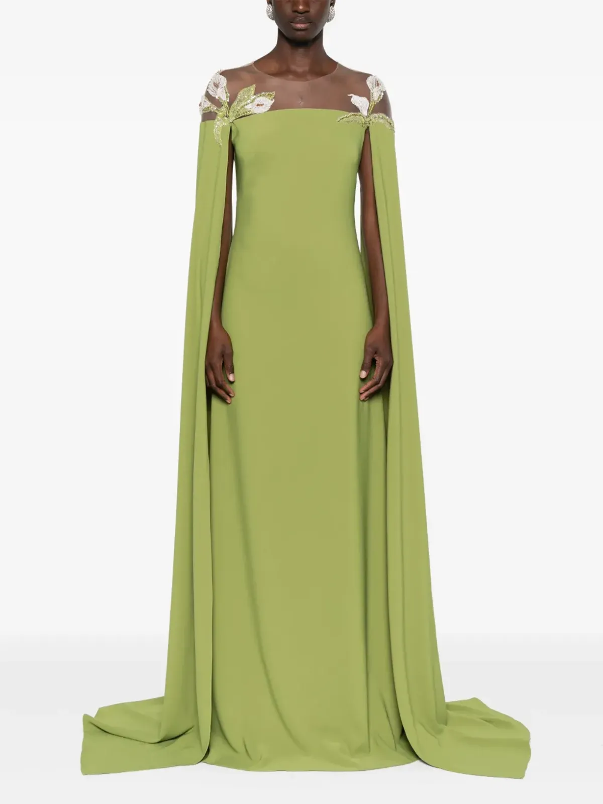 CRISTALLINI Daphne bead-embellished crepe dress - Green - 画像2