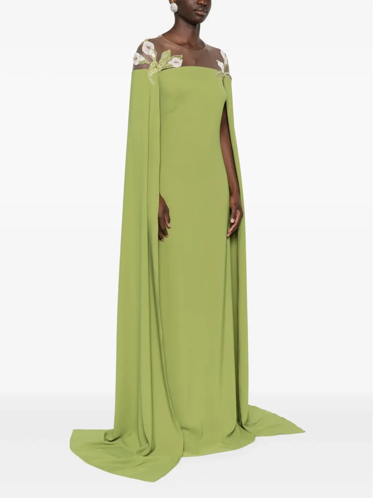 CRISTALLINI Daphne bead-embellished crepe dress - Green - 画像3
