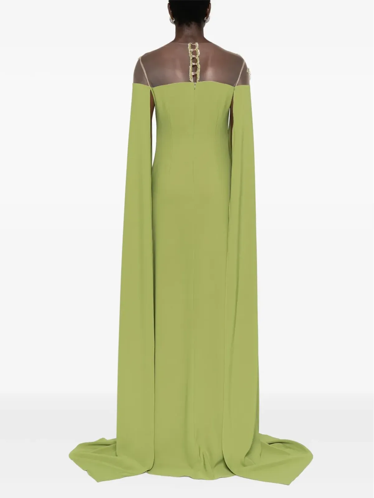 CRISTALLINI Daphne bead-embellished crepe dress - Green - 画像4
