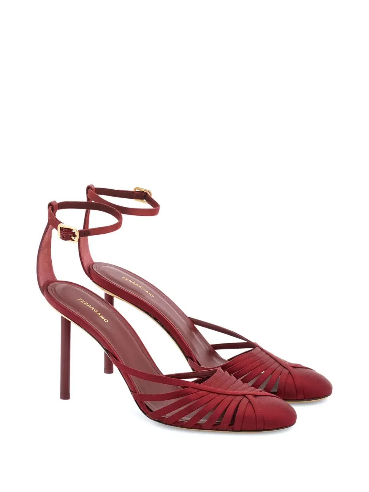 Ferragamo ストラップ付きヒールパンプス レッド - 画像2