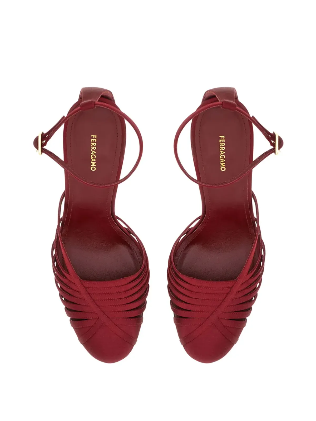 Ferragamo ストラップ付きヒールパンプス レッド - 画像4