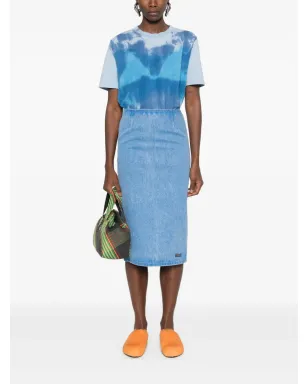 Marni ロゴパッチ デニム ペンシルスカート - ブルー - サムネイル2
