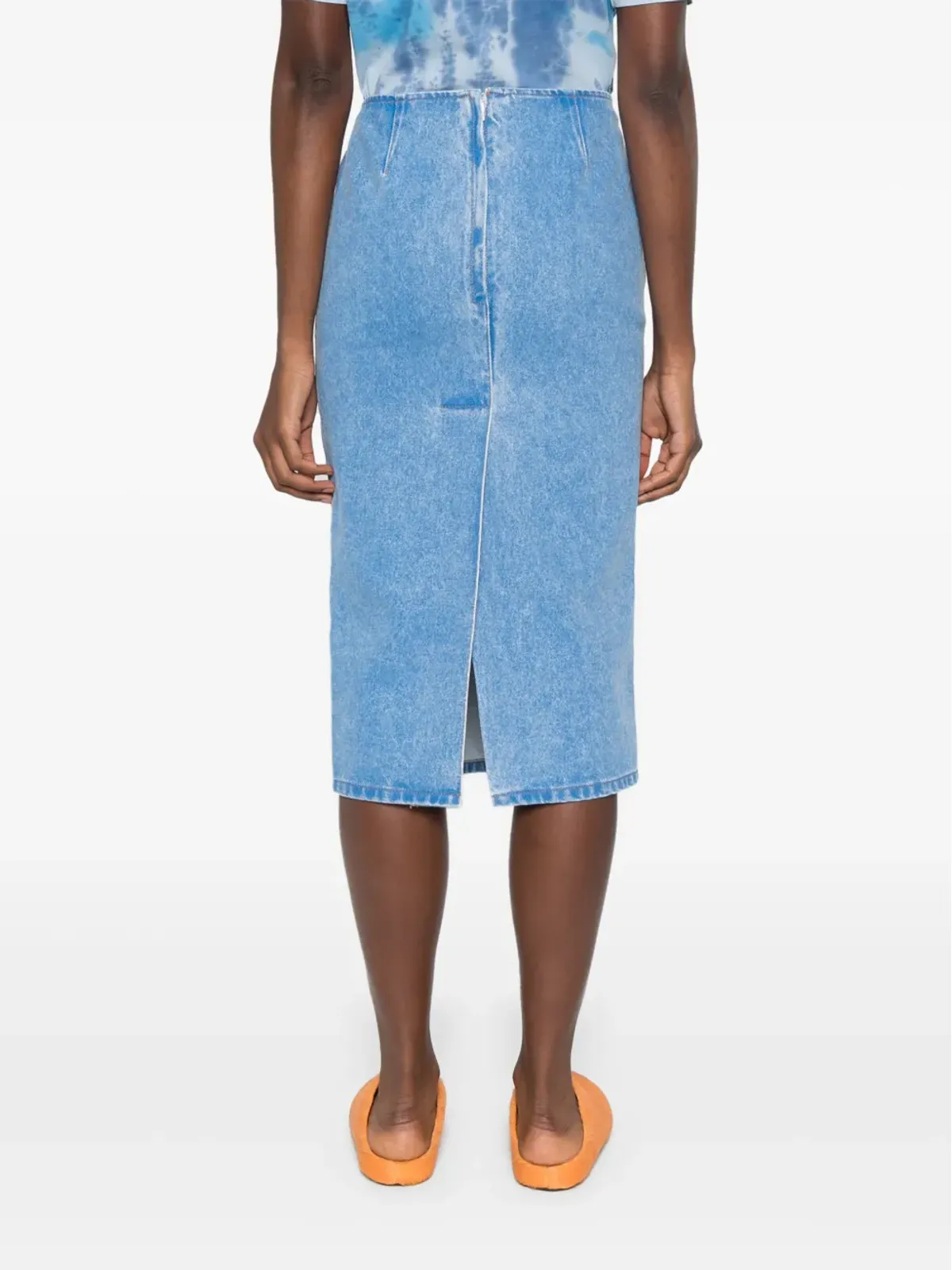 Marni ロゴパッチ デニム ペンシルスカート - ブルー - 画像4
