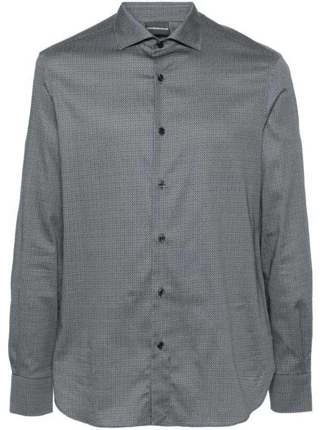 Emporio Armani Emporio Armani ジオメトリックプリント ポプリン シャツ - ブルーの商品画像