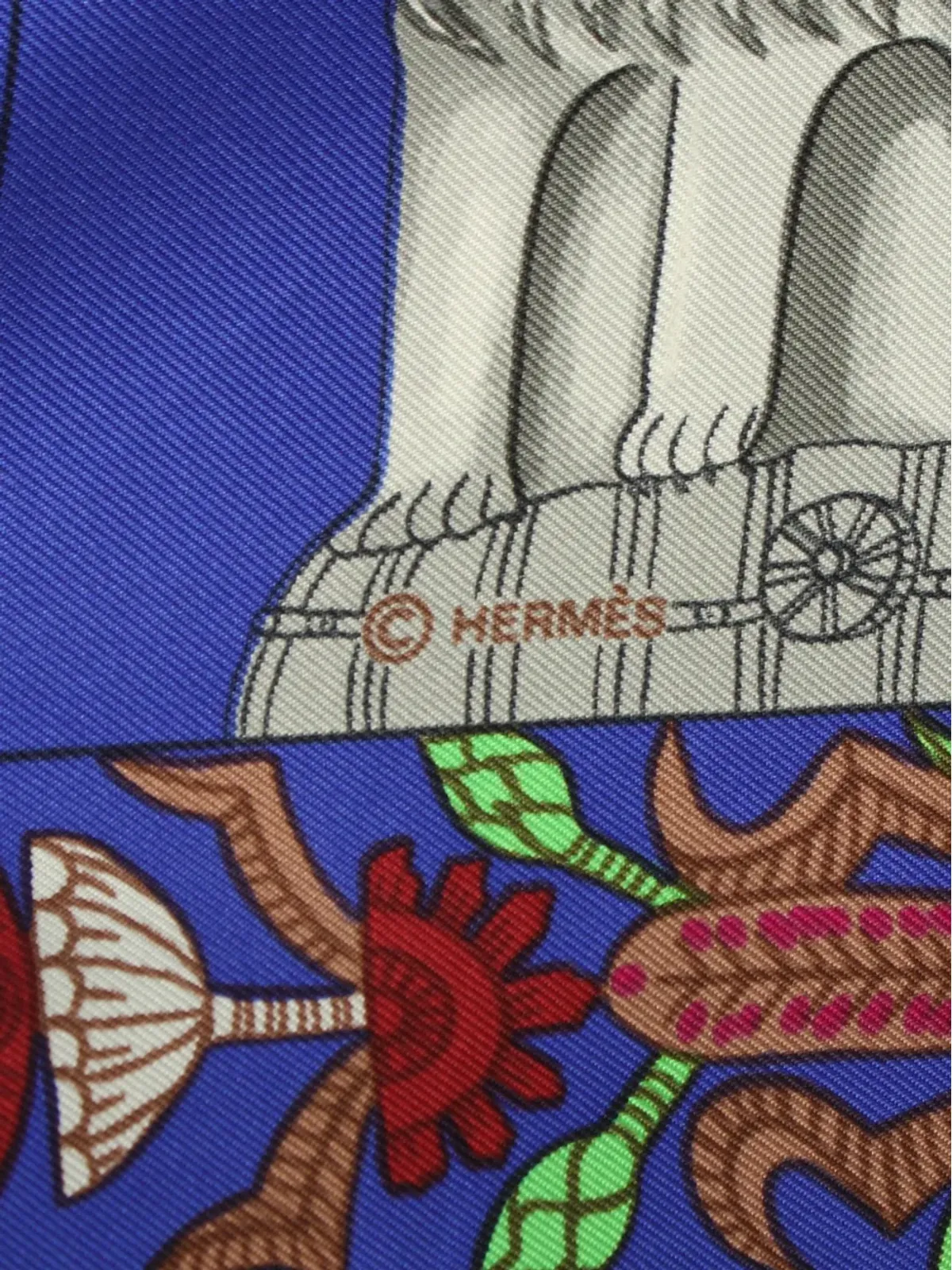 Hermès ビンテージ Torana シルク スカーフ グリーン - 画像2
