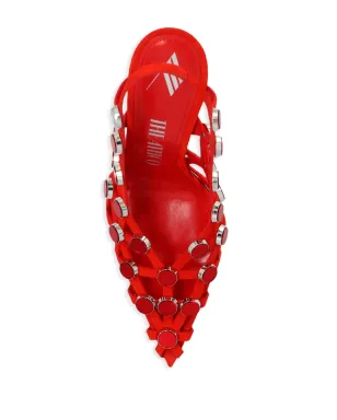 The Attico グリッド 105mm レザー パンプス - レッド - サムネイル4