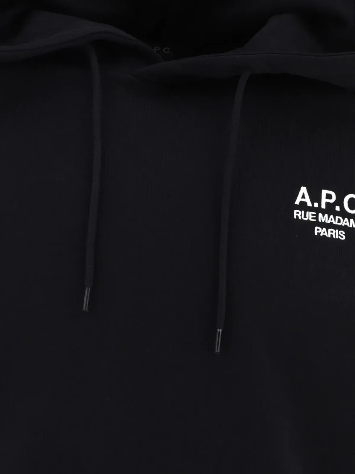 A.P.C. ロゴプリント ドローコード付きフードパーカー - ブラック - 画像3