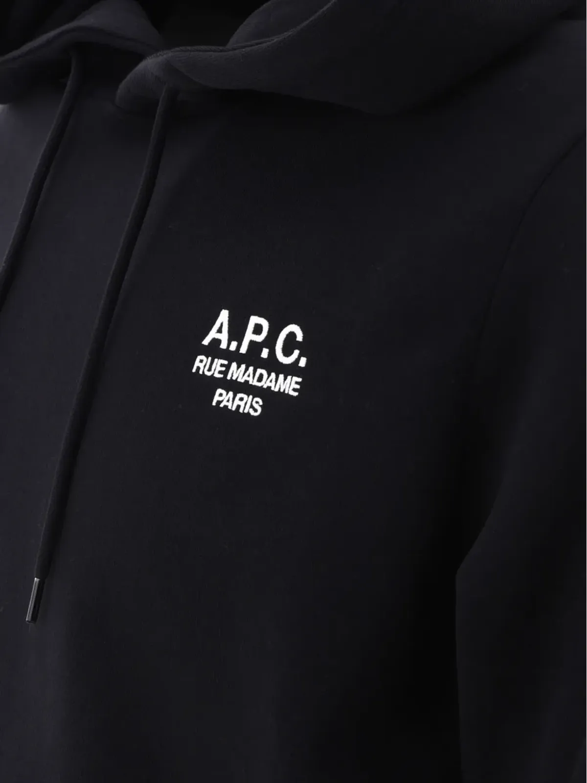 A.P.C. ロゴプリント ドローコード付きフードパーカー - ブラック - 画像4