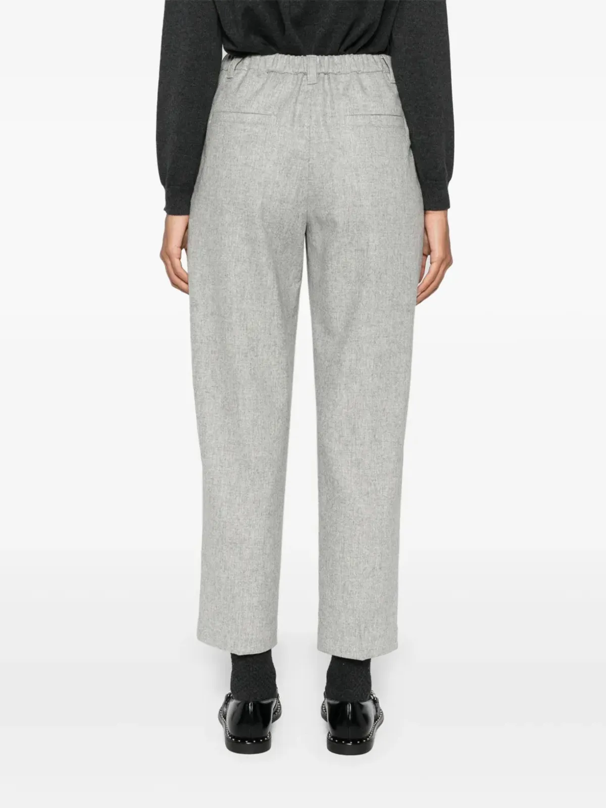 Brunello Cucinelli メランジ風プリーツ入りテーパードパンツ - グレー - 画像4