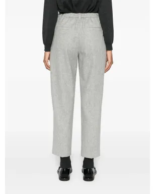 Brunello Cucinelli メランジ風プリーツ入りテーパードパンツ - グレー - サムネイル4
