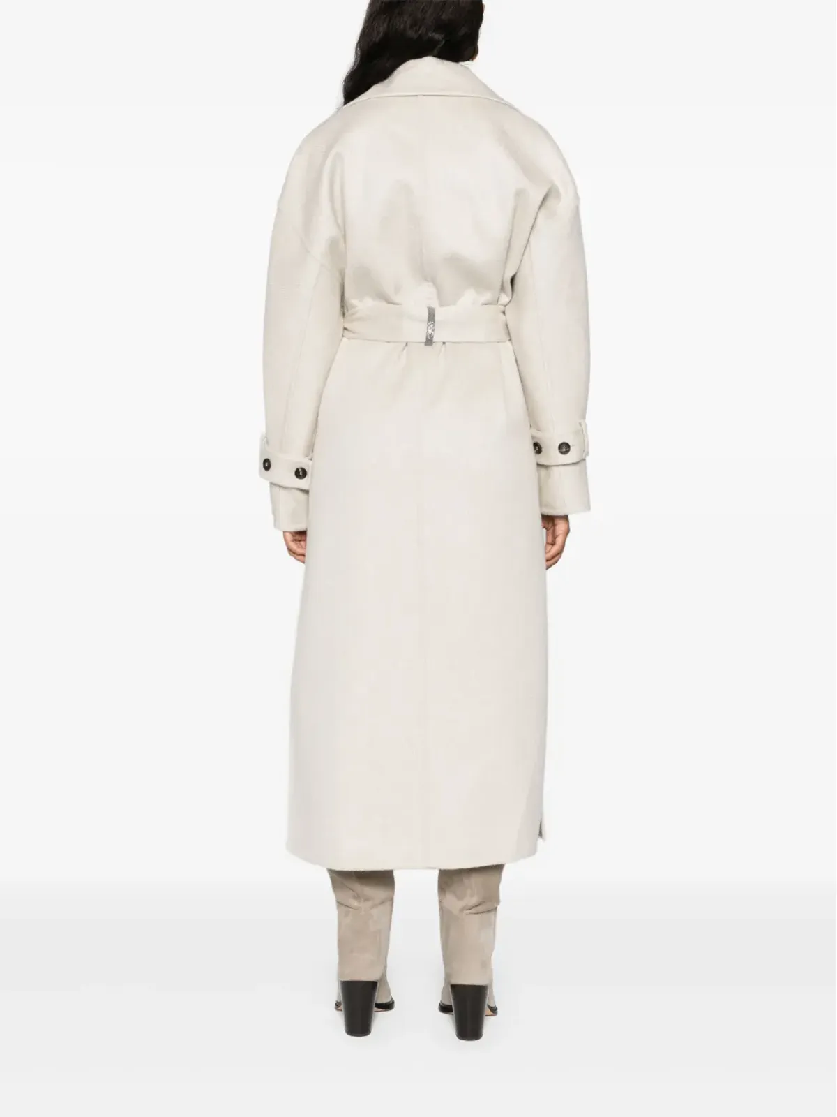 Brunello Cucinelli カシミヤ ベルテッド ミディコート - 画像4