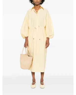 Brunello Cucinelli バルーンスリーブ シャツカラー マキシドレス イエロー - サムネイル2
