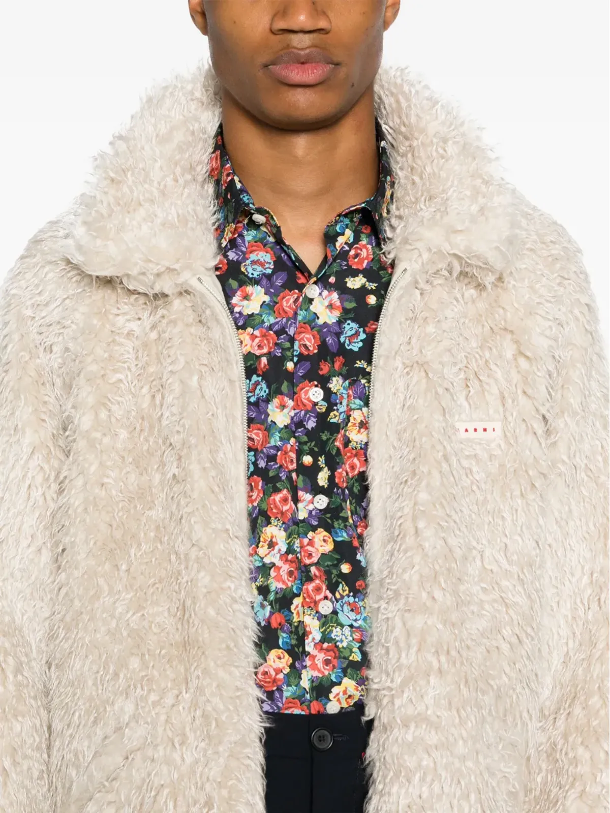 Marni ロゴパッチ入りフェイクシェアリングジャケット - 画像5