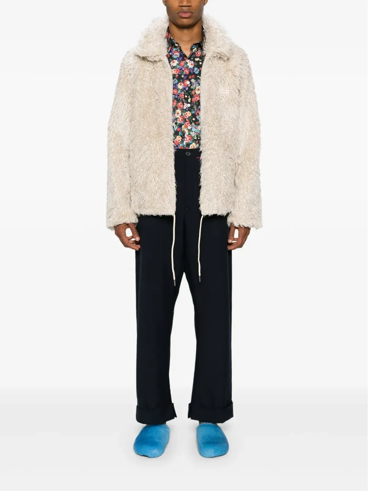 Marni ロゴパッチ入りフェイクシェアリングジャケット - 画像2