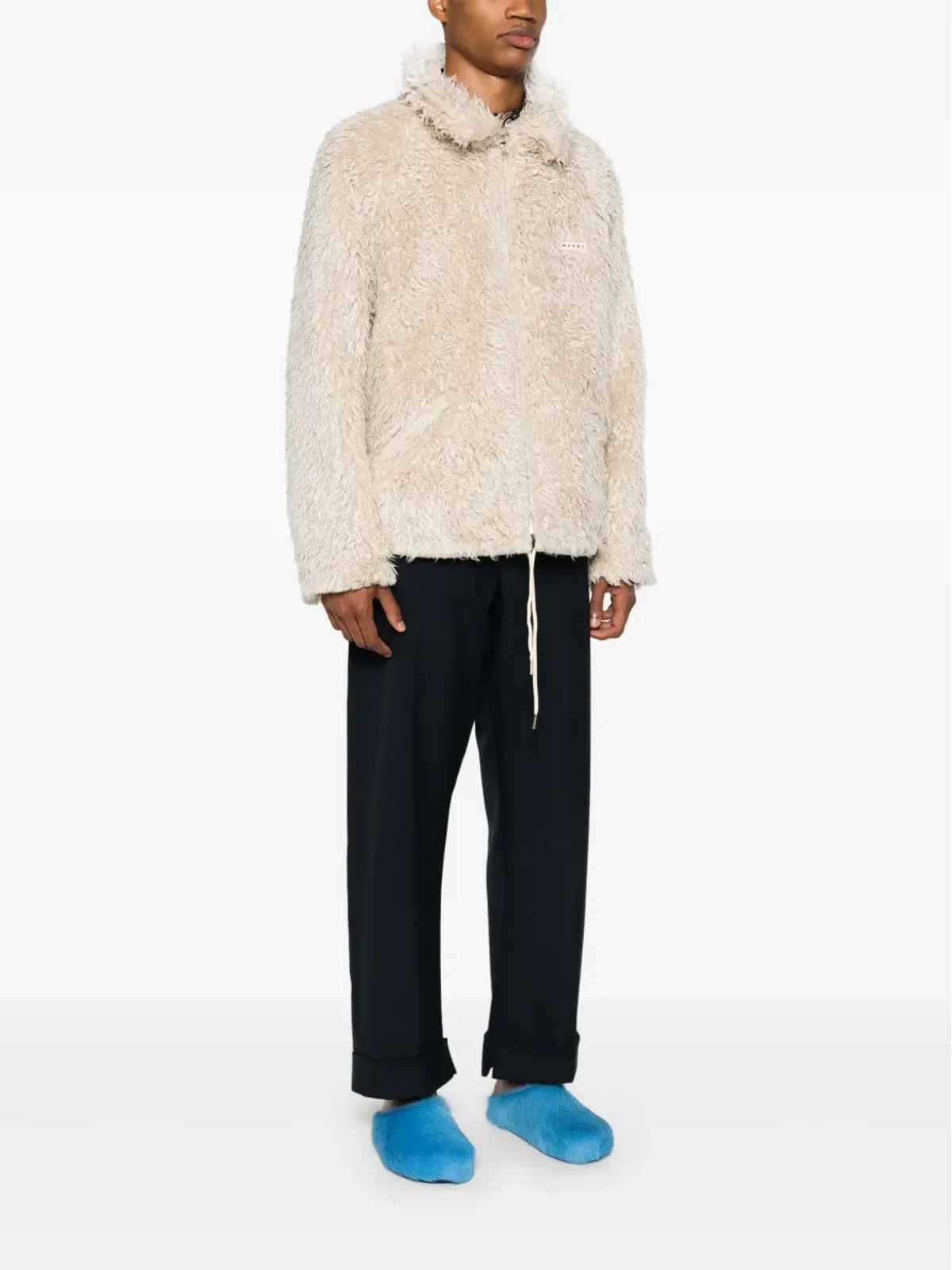 Marni ロゴパッチ入りフェイクシェアリングジャケット - 画像3