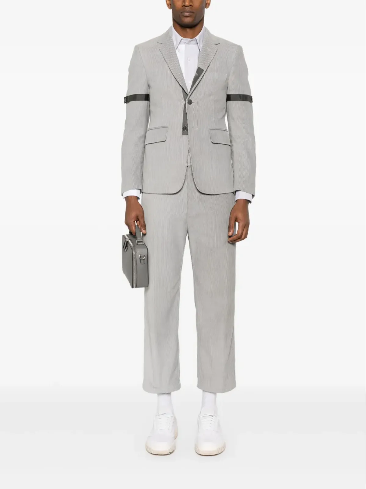 Thom Browne グレー コーデュロイ シングルブレスト ブレザー - 画像2