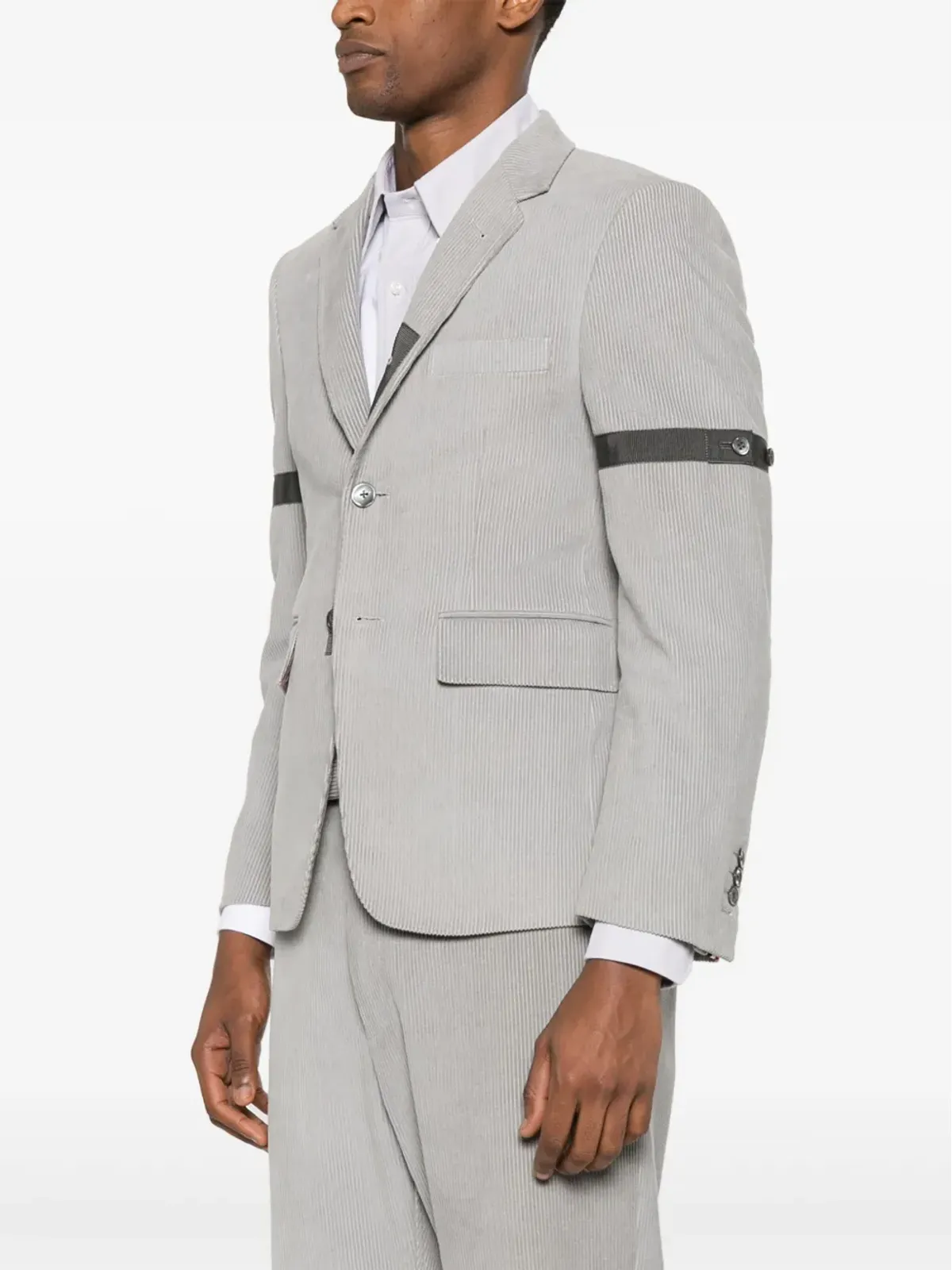 Thom Browne グレー コーデュロイ シングルブレスト ブレザー - 画像3