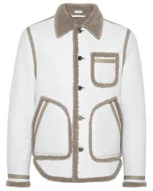 Thom Browne シアーリングトリム レザー ジャケット - ホワイト - サムネイル1