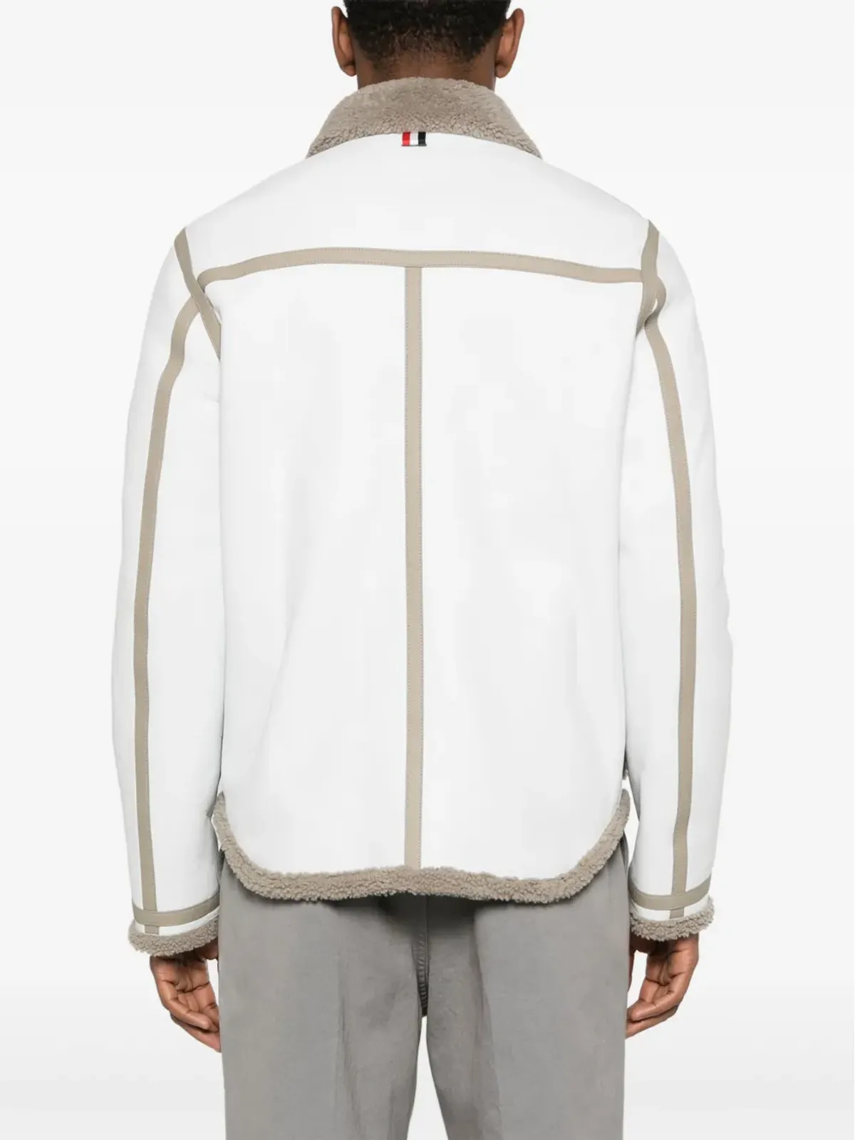 Thom Browne シアーリングトリム レザー ジャケット - ホワイト - 画像4