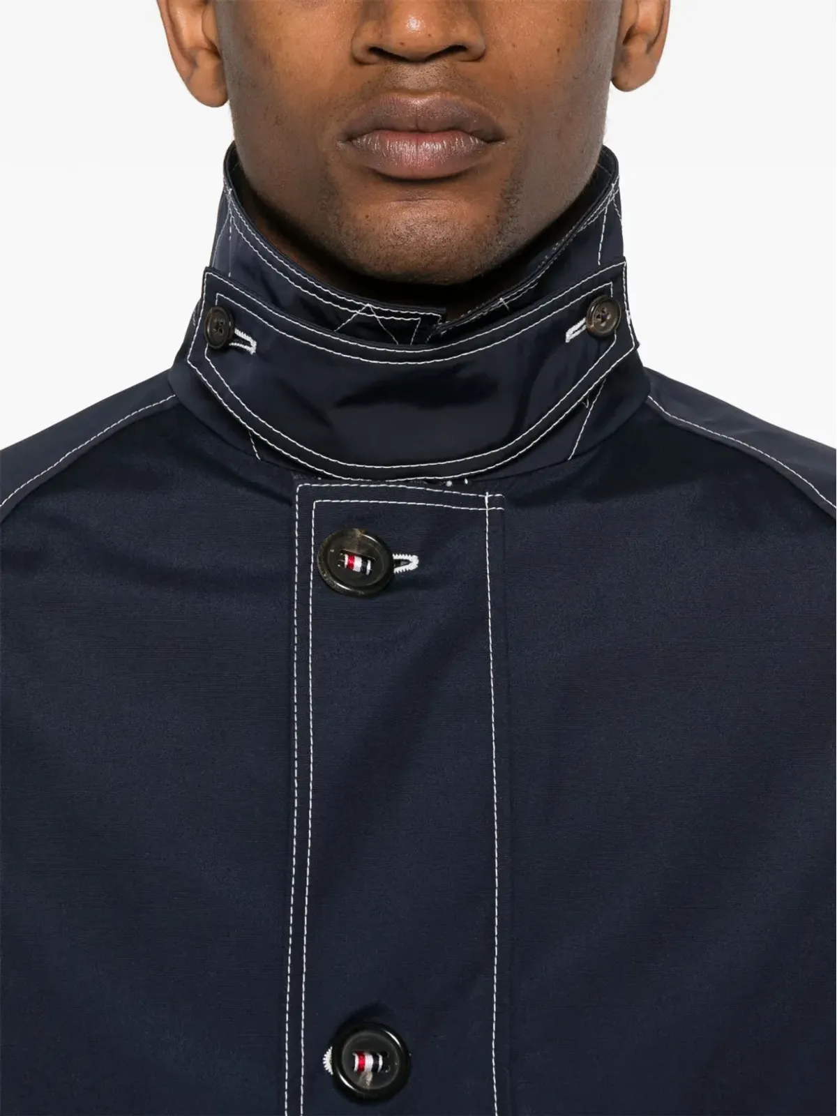 Thom Browne コントラストステッチ ラグランジャケット ブルー - 画像5