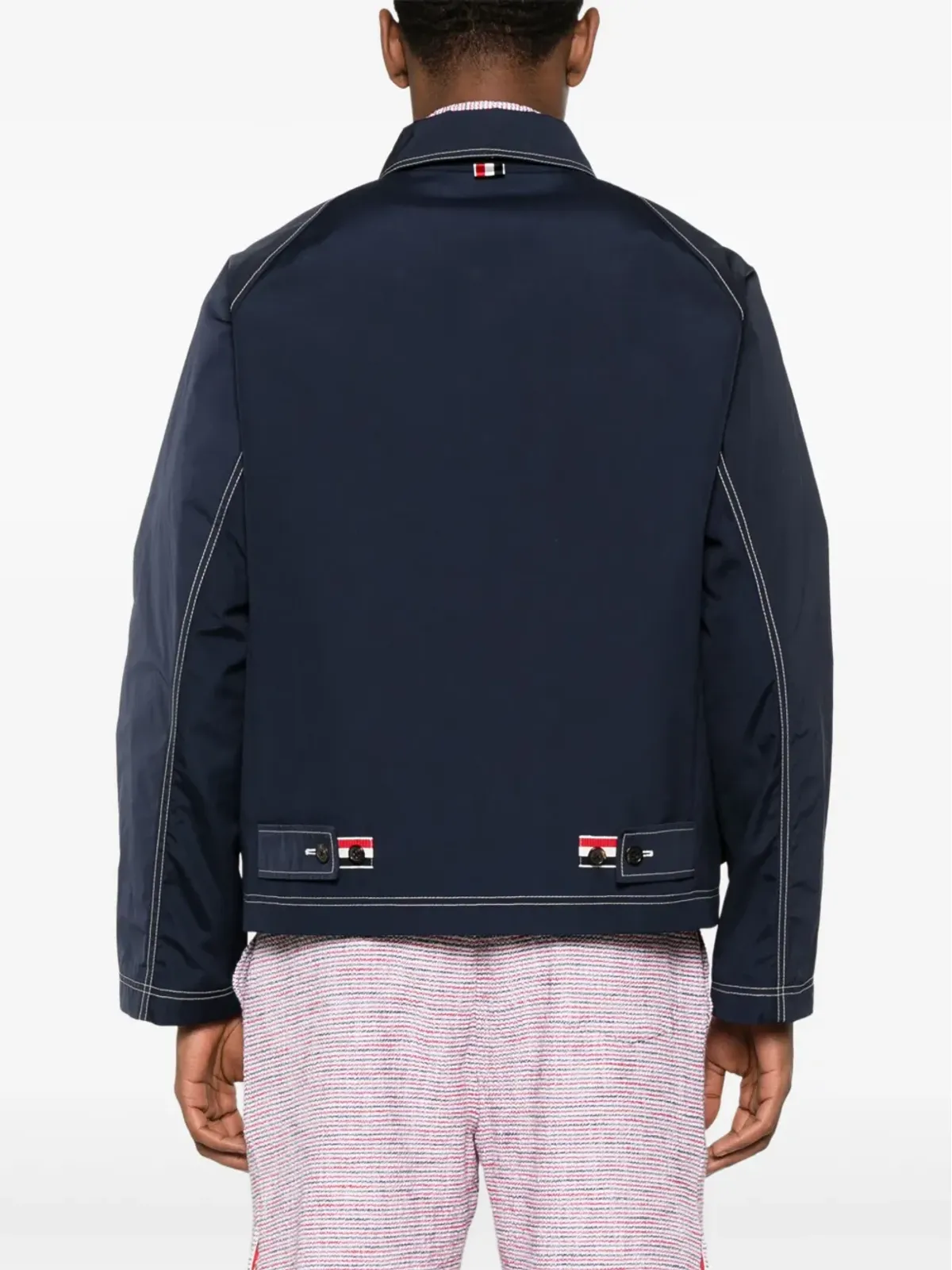Thom Browne コントラストステッチ ラグランジャケット ブルー - 画像4