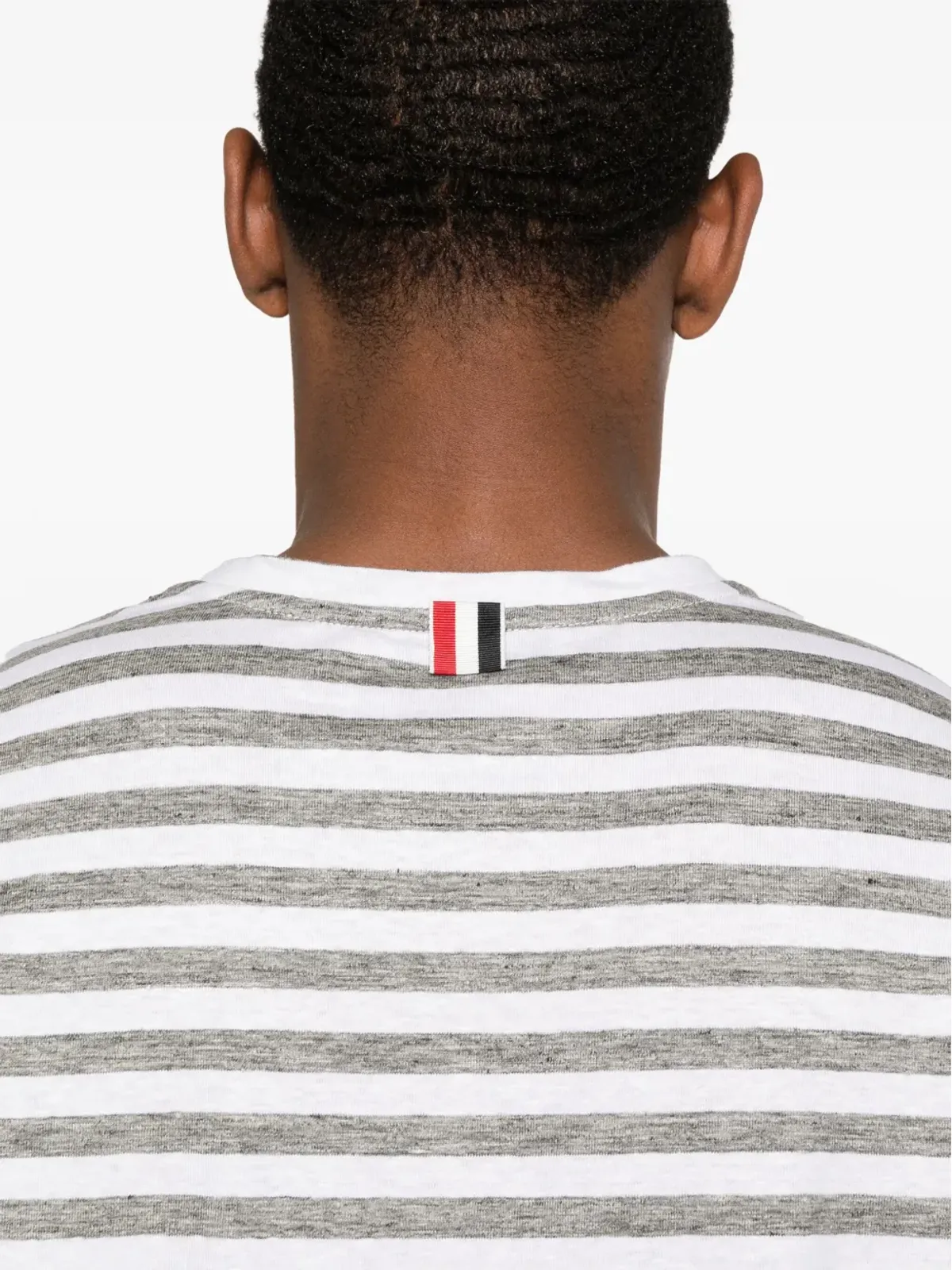 Thom Browne ストライプ入りリネンTシャツ ホワイト - 画像5