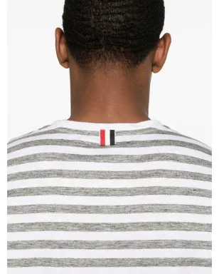 Thom Browne ストライプ入りリネンTシャツ ホワイト - サムネイル5