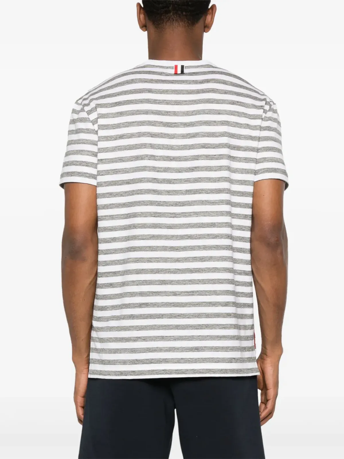 Thom Browne ストライプ入りリネンTシャツ ホワイト - 画像4