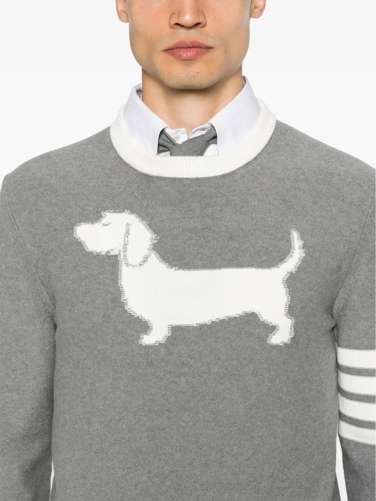 Thom Browne ヘクター インターシャ編み セーター グレー - 画像5