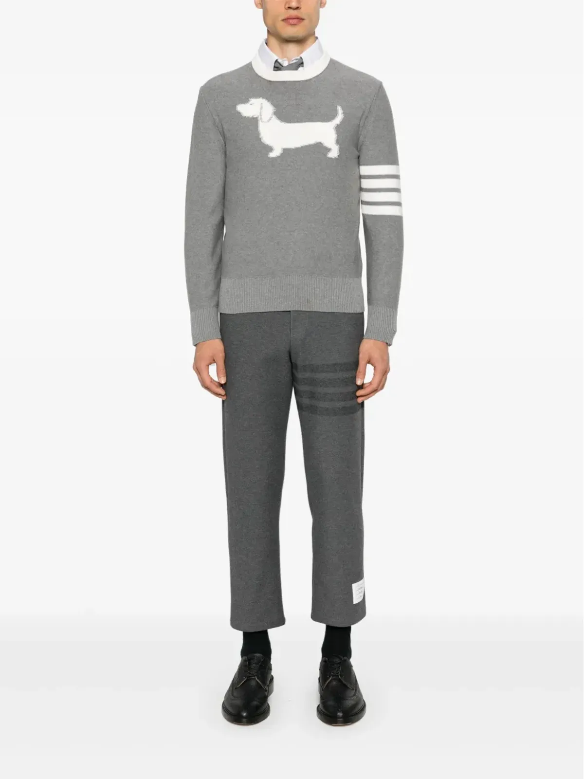 Thom Browne ヘクター インターシャ編み セーター グレー - 画像2